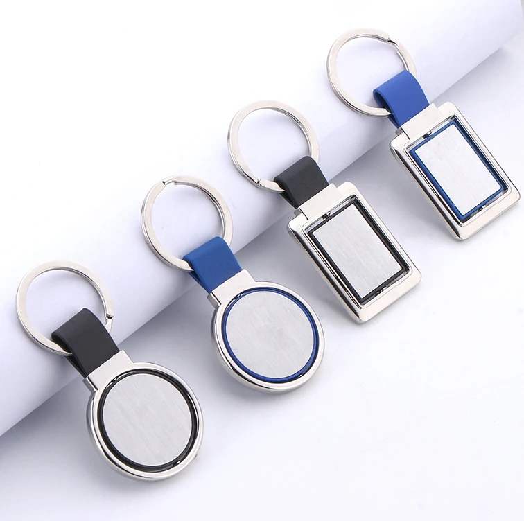 Keychain Laser Engraved Qr Code Round Plain Stainless Steel Epoxy Key Holder Sublimation Metal Custom Key Chain Keychain