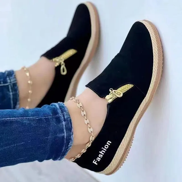 women shoes fall 2022 new Women's casual casual European and American side zipper muffin sole plus size shoes for women - Image 2