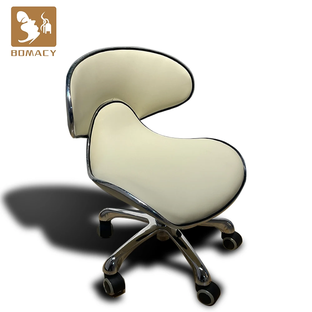 Modern technician Chair Nail salon furniture Beauty Pedicure White spa stool with five wheels