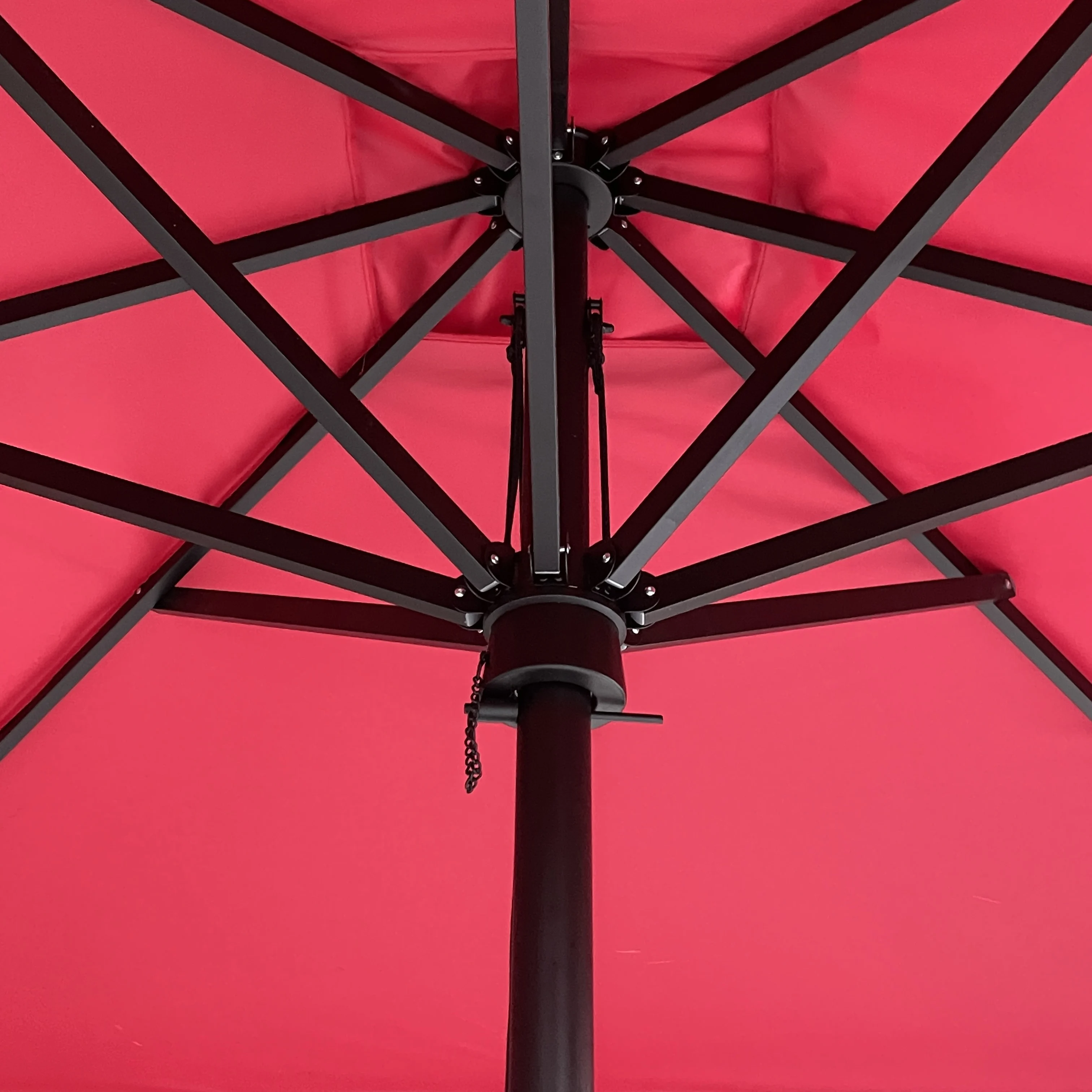 Mid Pole Umbrella with Reflective Edge Beach Lounge Chairs with Umbrellas and Table Landscape Umbrella Dubai