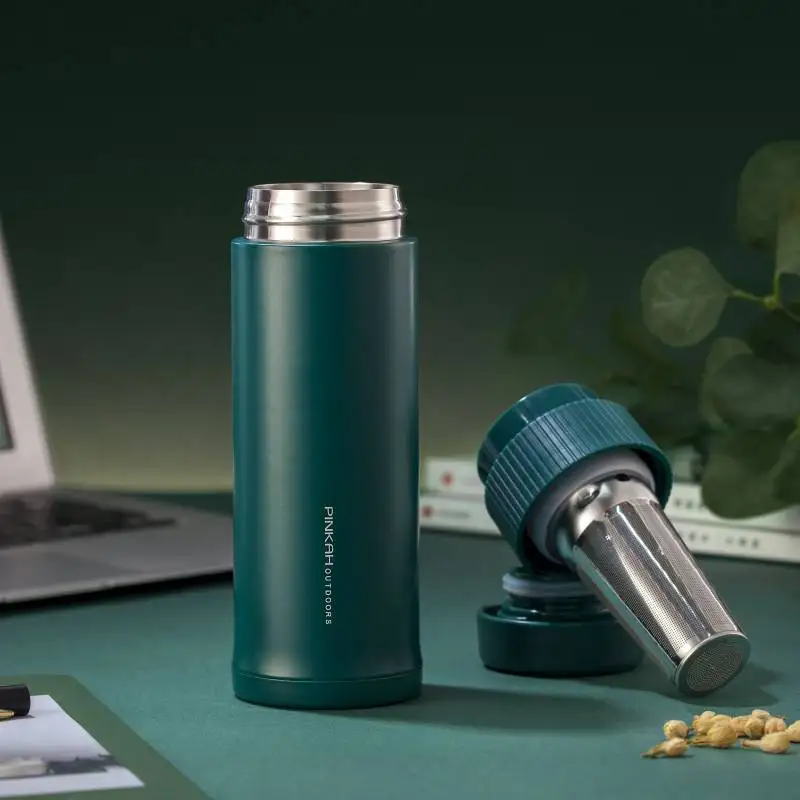 PINKAH 18/8 Stainless Steel Vacuum Insulated Tea Infuser Tumbler Classic  Straight Cup Business Personal Use Adult Thermos Flask