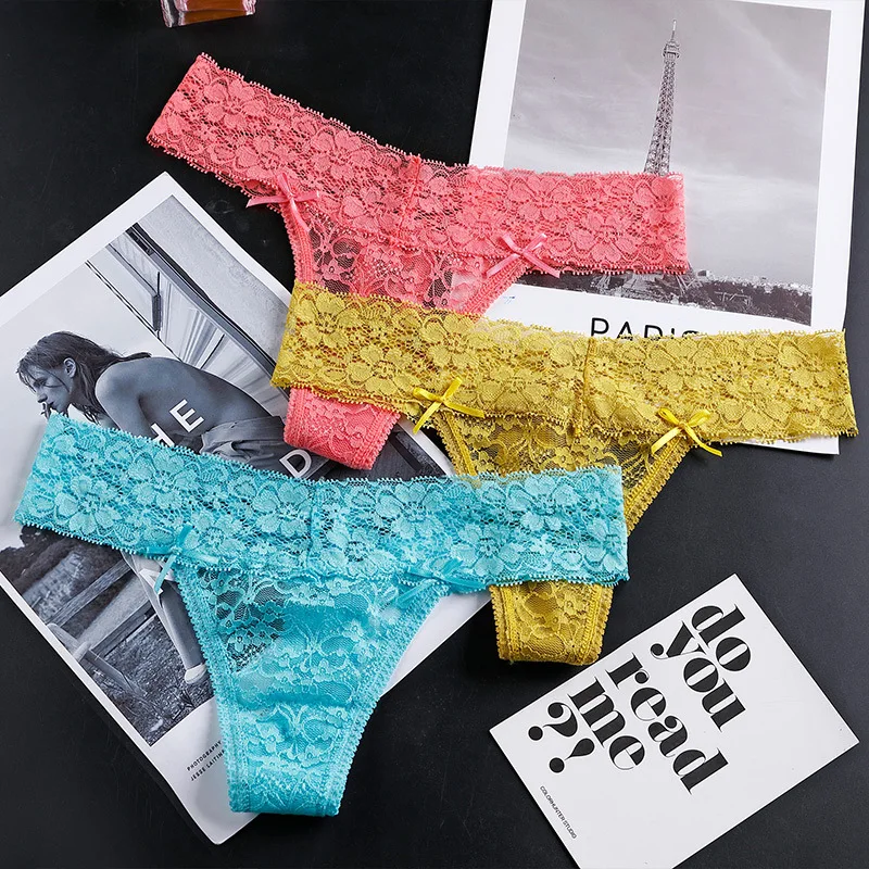 Low Waist Breathable and Mesh Design Sexy Lace Transparent Panty Lace Panties Sexy