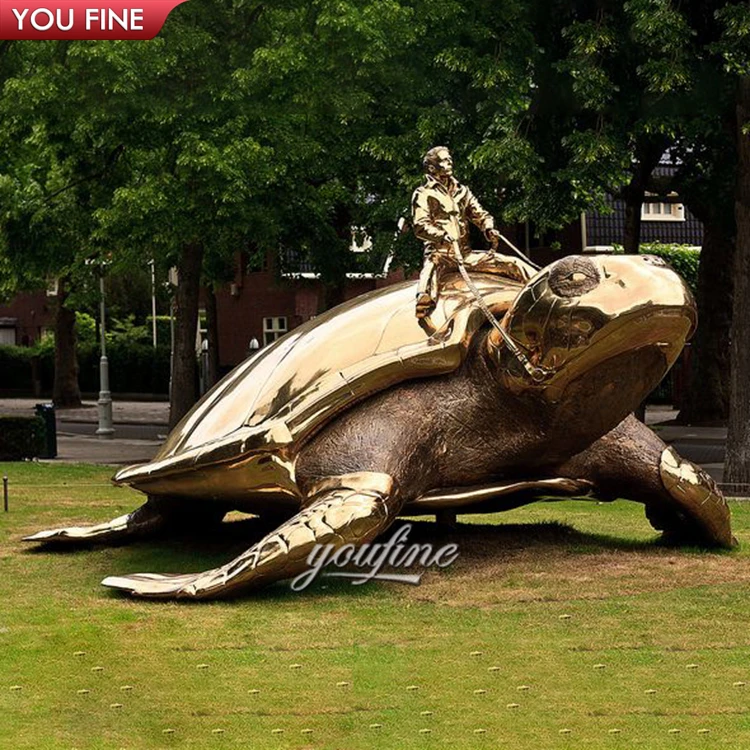 Skulptur Figur Bronze teilpoliert Schildkröte 