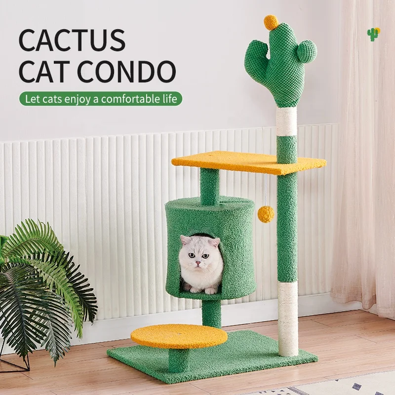 Modern luxuriser groer kletterbaum blume kaktus katze trowelle mit  kratzbaum fr viele katzen zum spielen hlzerner katzenbaum turm|  Alibaba.com