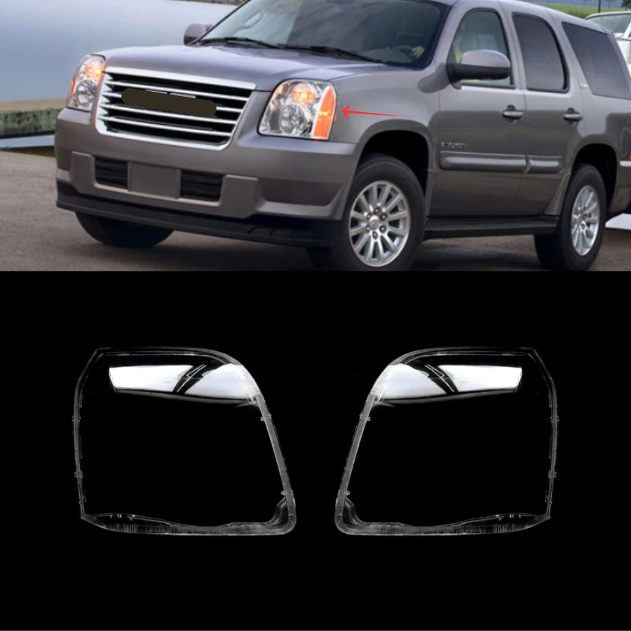 Tiypeor Headlight Lens Cover for GMC Yukon 2007-2014 Side Headlight Lens Protect Cover Auto Headlamp Clear Shell Car