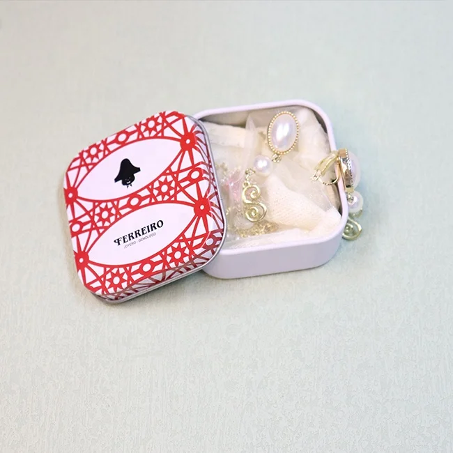 Small Square 56cm Customized Logo Printing Empty Tin Box Storage Clip Silk Scarf Jewelry Mint Metal Tinplate Packaging Tin Cans