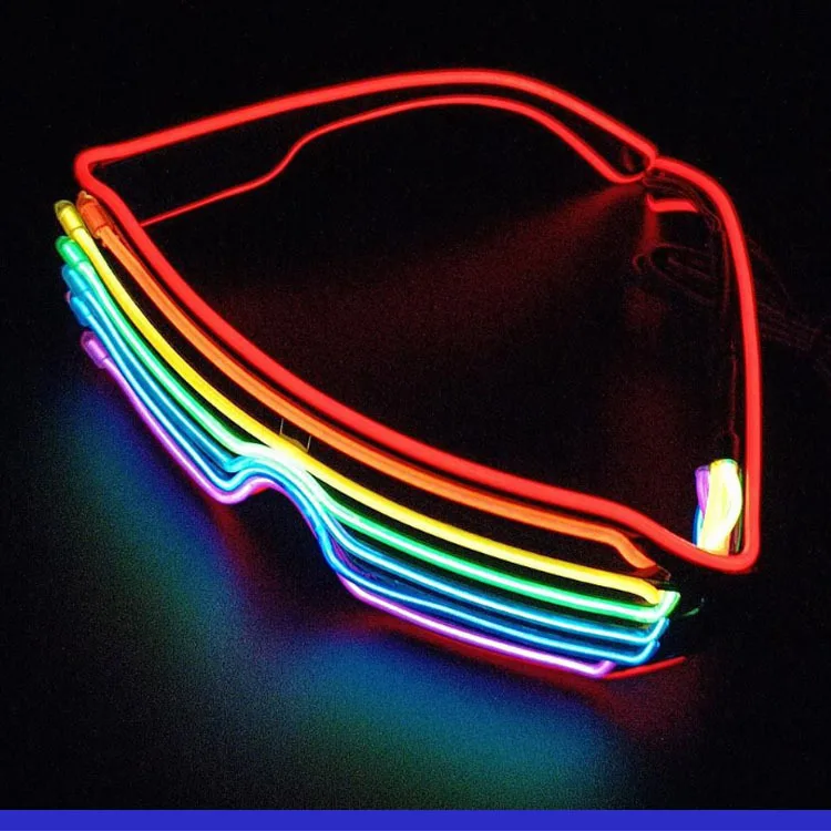 Occhiali Luminosi El Wire Shutter Neon - Rave, Discoteca, Halloween, Compleanno - 5