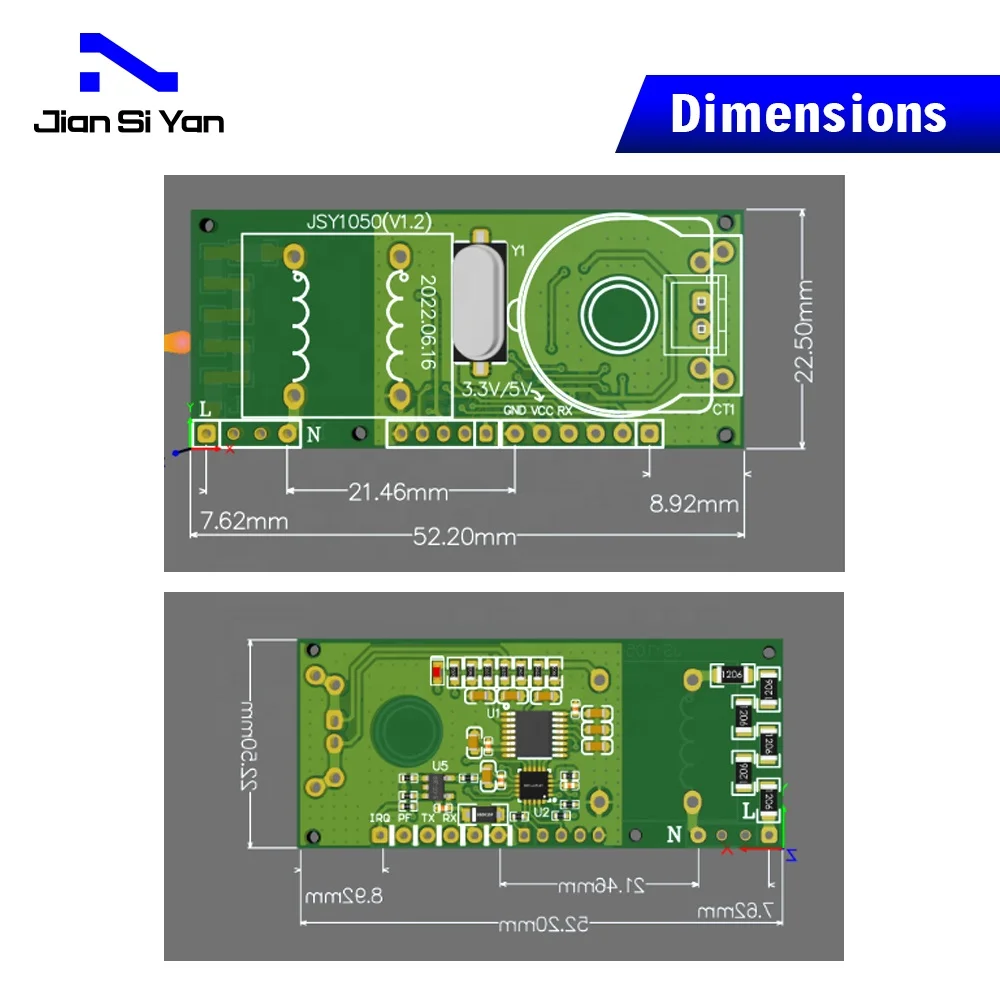 Micro Embedded Single Phase Ac Power Metering Module Ttl Measuring Accuracy Level 1 Electric Energy Monitoring Capture Pcba