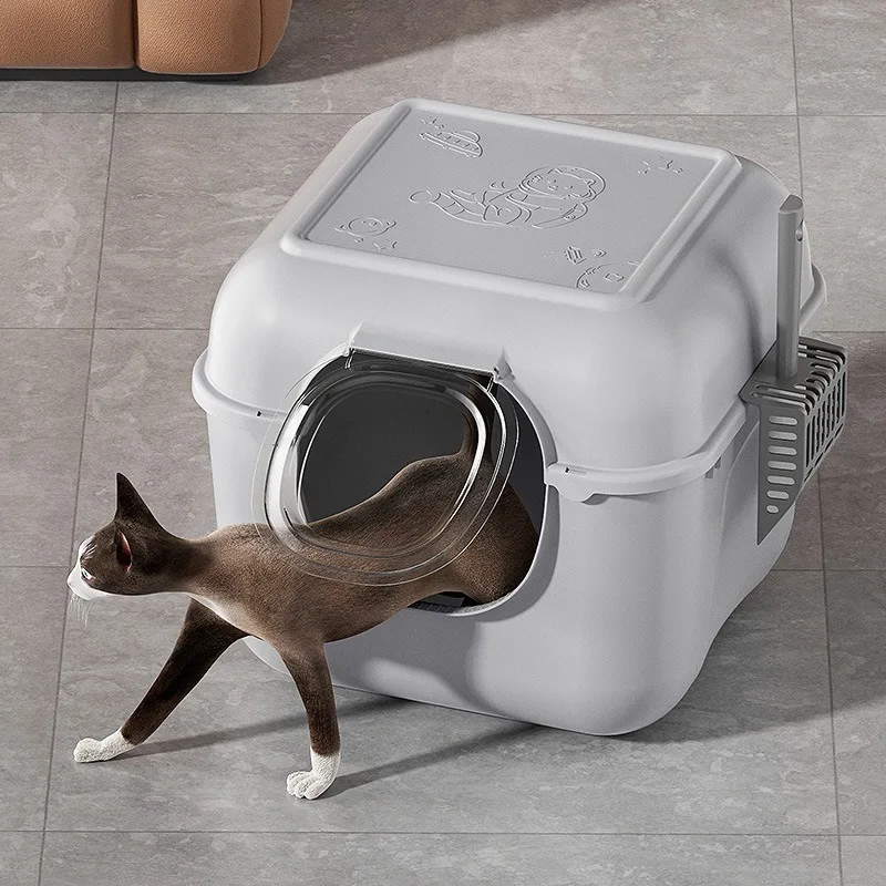 Full Enclosed Foldable Splash-proof Large Size Animal Pet Supplies Kitten  Toilet With Shovol Scoop Kitty Cat Litter Box