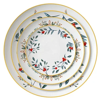 Flower Pattern Ceramic Plate Set