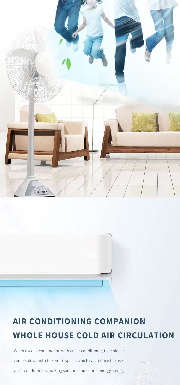 Rechargeable Solar Fan, Plastic, Air Cooling Fan - detail 4