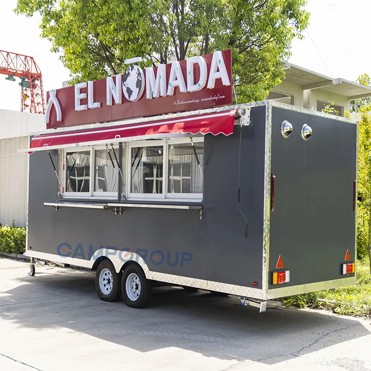 CAMPTRL Mobile Fast Food Van Coffee Ice Cream Carts Fitted Food Truck Snack Bar Container Mobile Food Trailer Fully Equipped