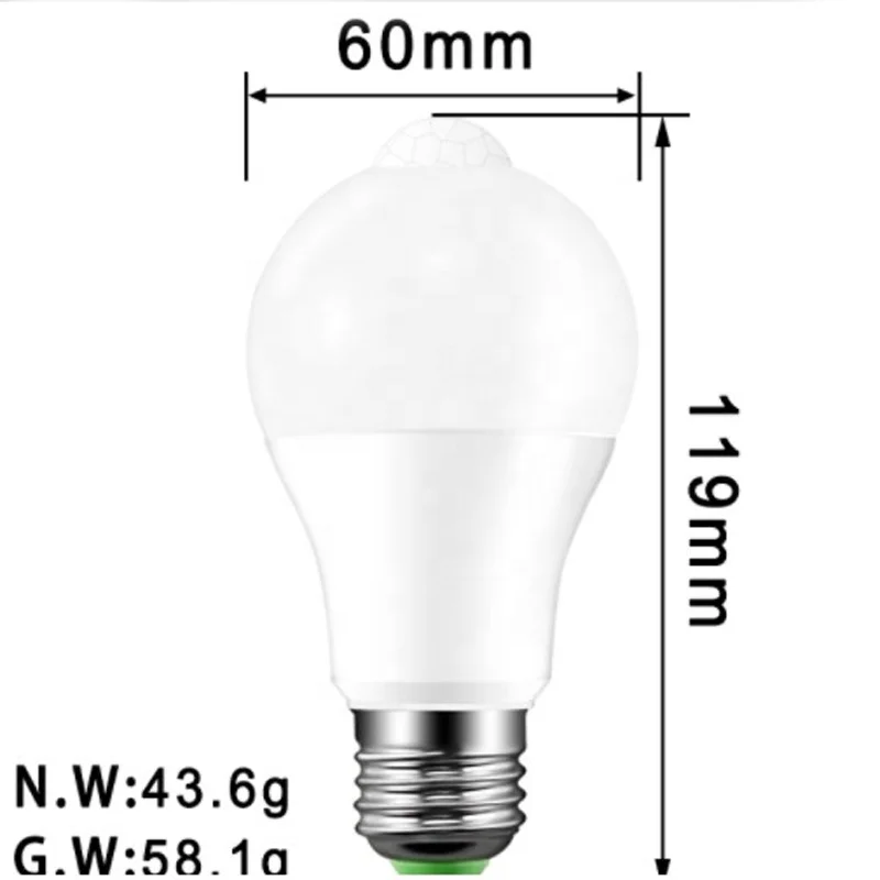 9 Вт 12 Вт E27/B22 светодиодная лампочка Освещение для дома теплый белый 2800k белый 6500k pir лампочка с датчиком движения