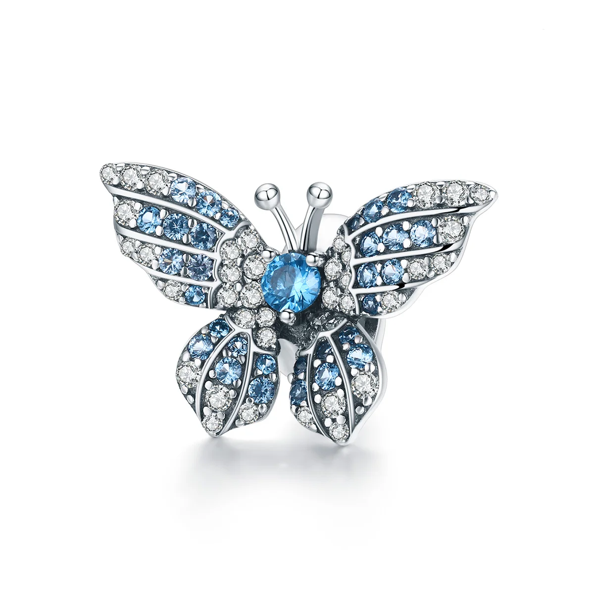 Bamoer s925 Sterling Silver LOVER Charm With Blue Zircon Fit Bracelet Jewelry 