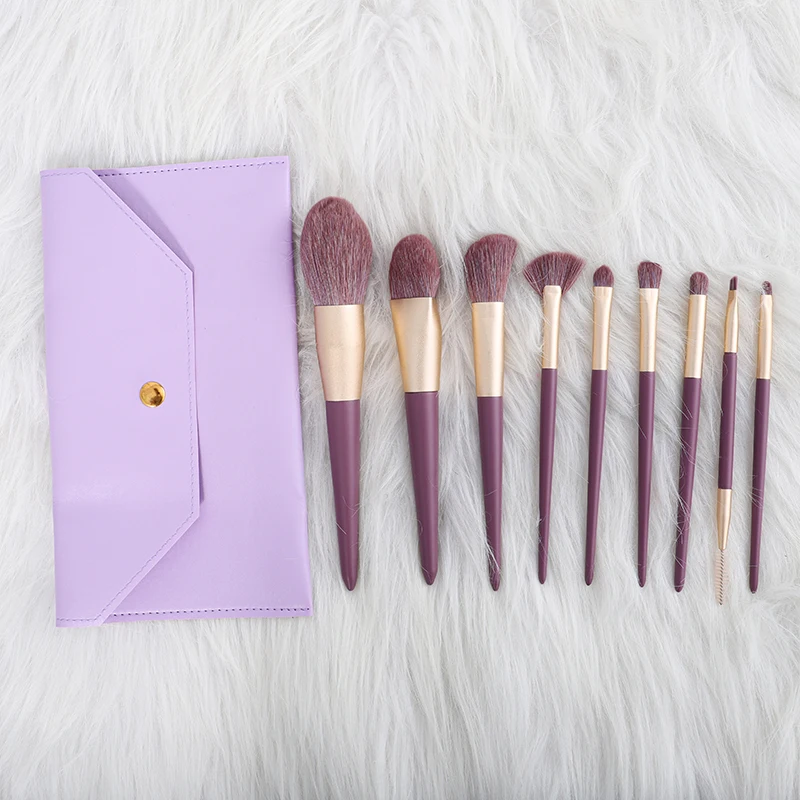 V-9-2 Новое прибытие частная этикетка кисти для макияжа изготовленным на заказ логосом 9 шт. фиолетовый макияжя теней, набор кистей для макияжа