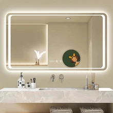 Smart Bath Mirrors Wall Mounted Led Light Touch Screen Bathroom Illuminated  Mirror With Defogger