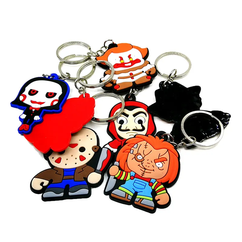 Custom Scary Movie Theme Killer Rubber Keyring Key Chain 3d Silicone  Cartoon Halloween Character Horror Pvc Keychain