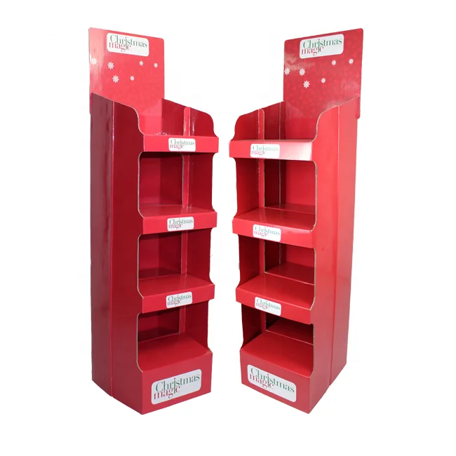 4 Layers Small Cardboard Display For Stores Custom Cardboard Floor