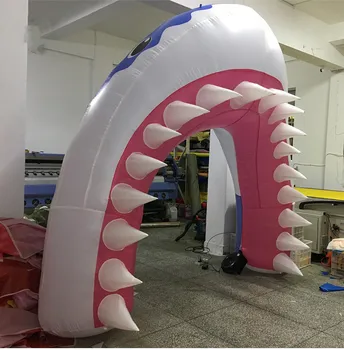 Advertising decoration inflatable shark arch customized inflatable arch gate shark mouth entrance for sale