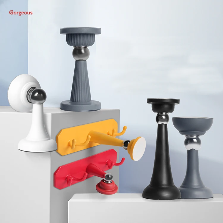 rubber door stop wall protector floor door wind stopper silicone hook self adhesive gate magnetic rubber door stopper