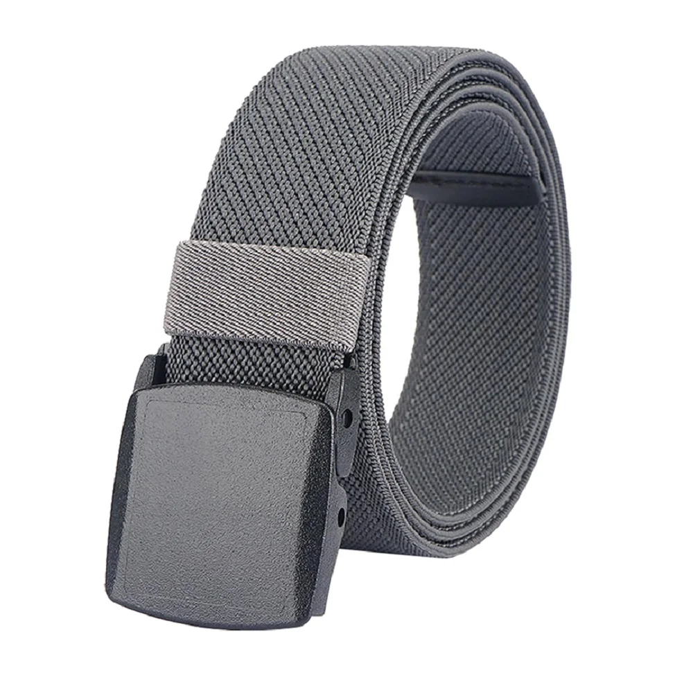 Elastic Belts Stretch Canvas No Metal Plastic Buckle Work Travel Sports Trim Fit Waist Tactical Belt