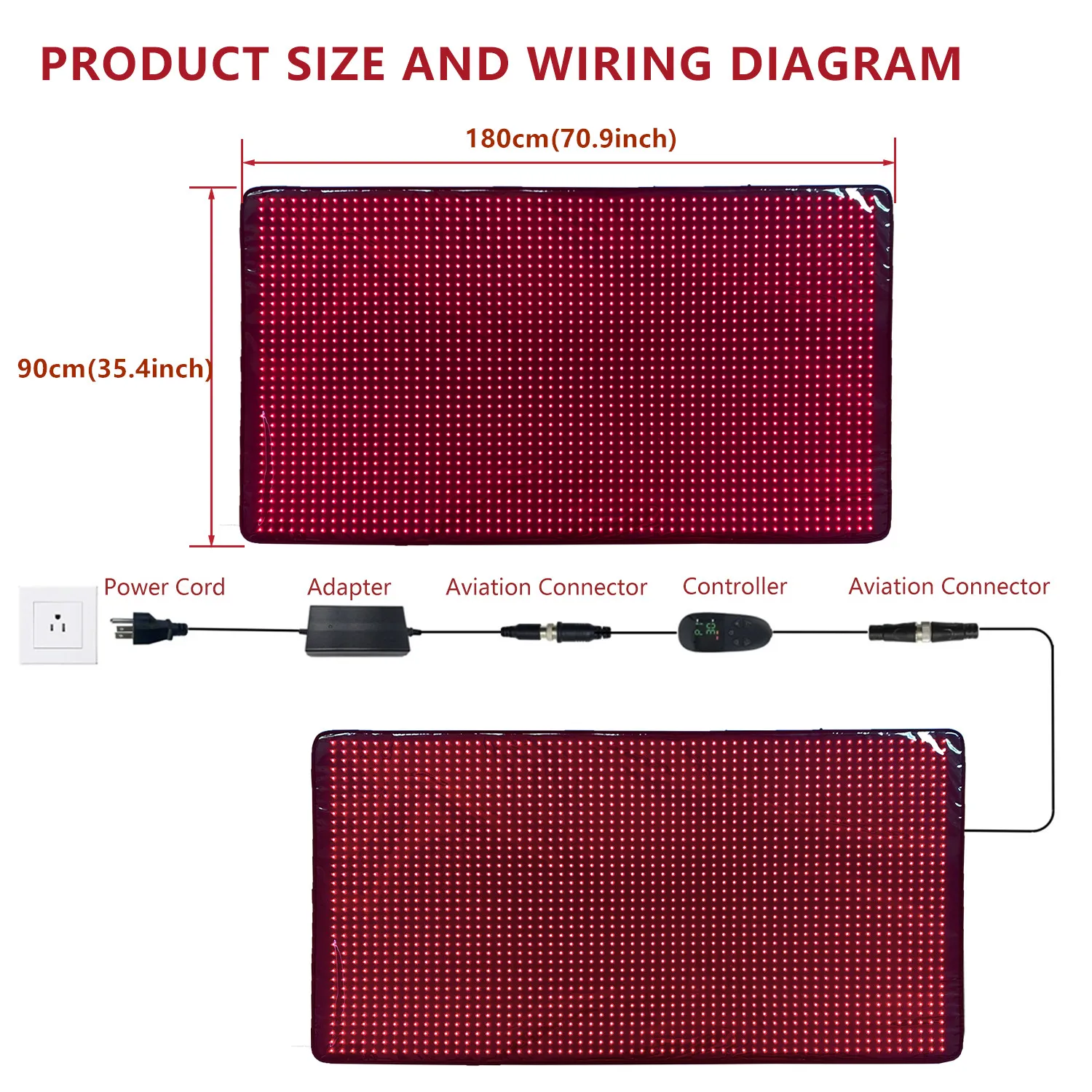 Shanglaite Large Size 35x70inch Red Light Therapy Mat 660nm 850nm LED Infrared Full Body Sauna Yoga Pad for Home Spa Clinic details