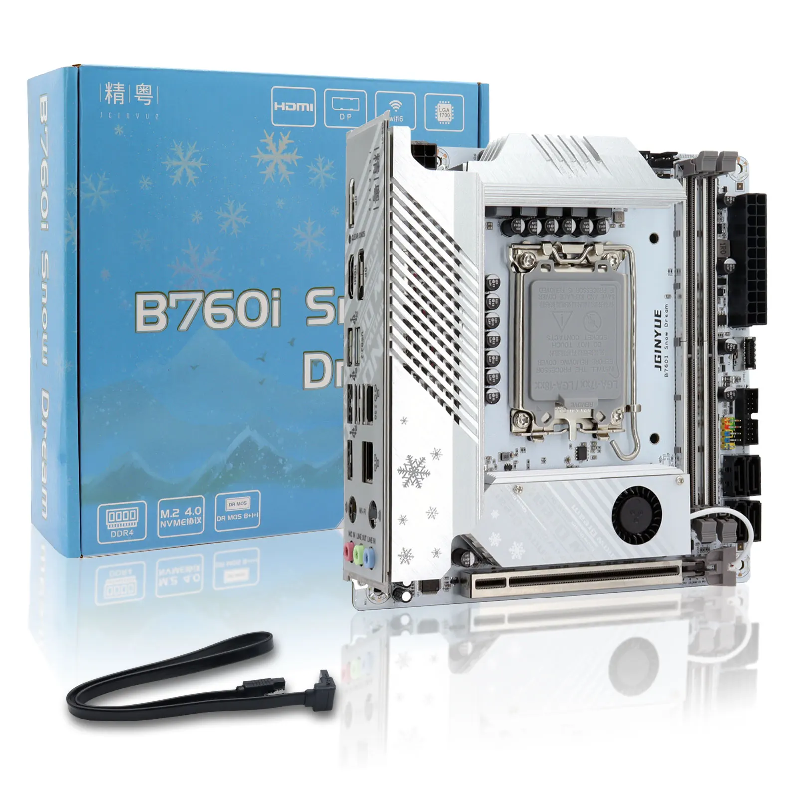 JGINYUE B760I Snow Dream Mini ITX Gaming Motherboard for Intel