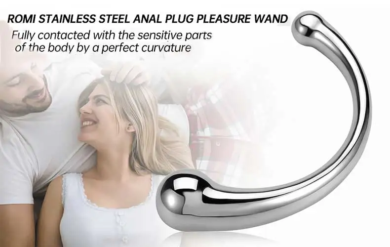 GF Double Ended Stainless Steel G Spot Wand Massage Stick Pure Metal