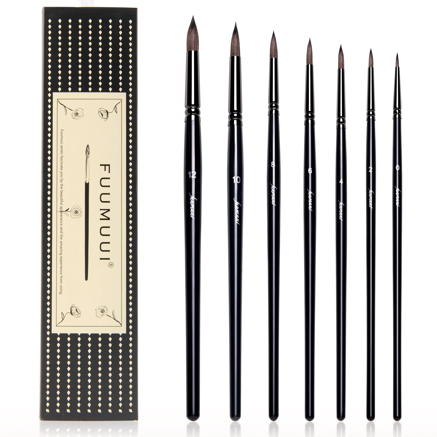 Set Di 10 Pennelli Artistici Professionali In Nylon Con Punte Tonde, Per Pittura A Olio, Acrilico E Acquerello, Manici In Legno, Varie Dimensioni