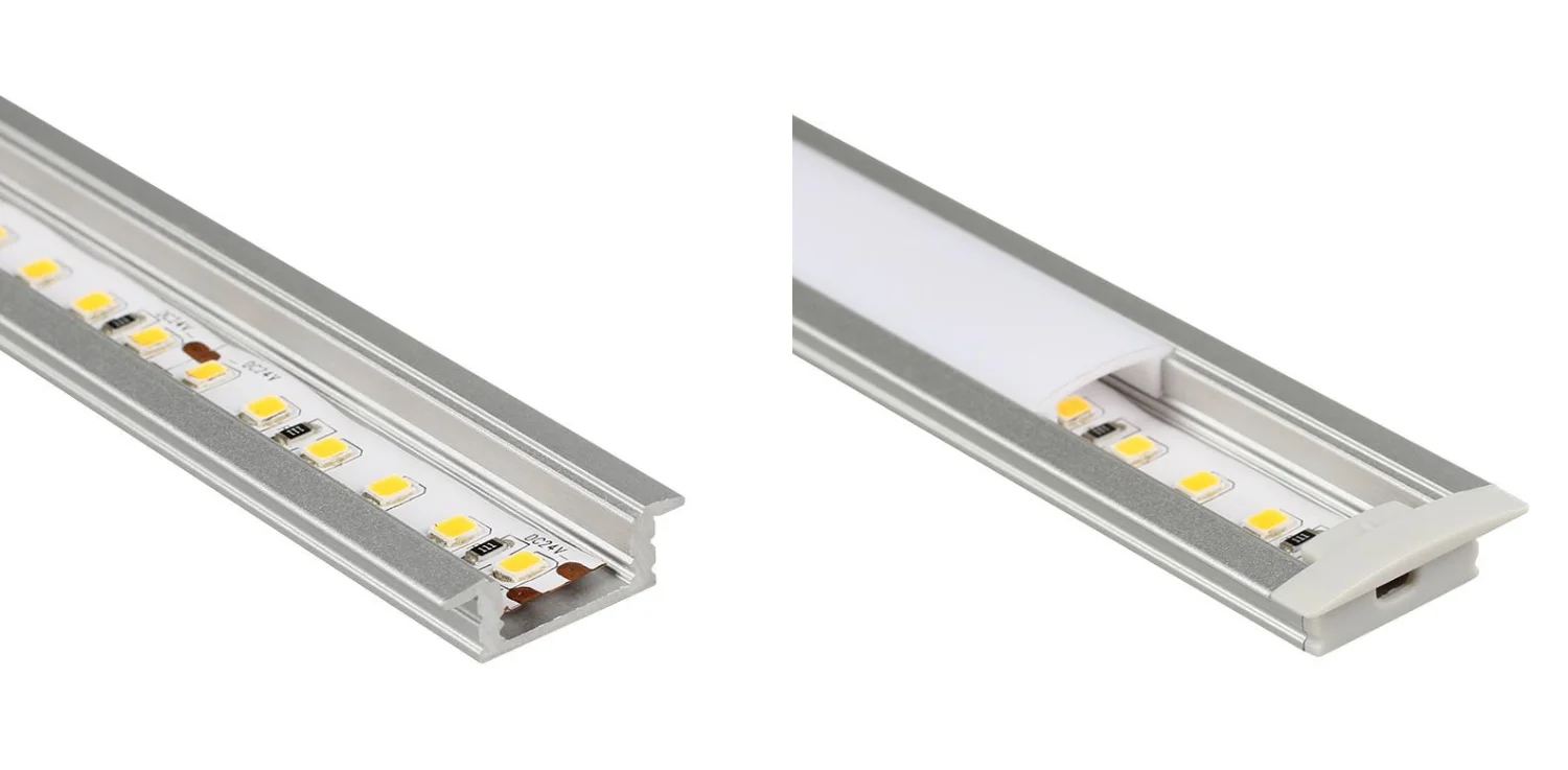 Recessesd Shape 24*7mm 6063 T Shape Recessed Mounted LED Profile for Furniture