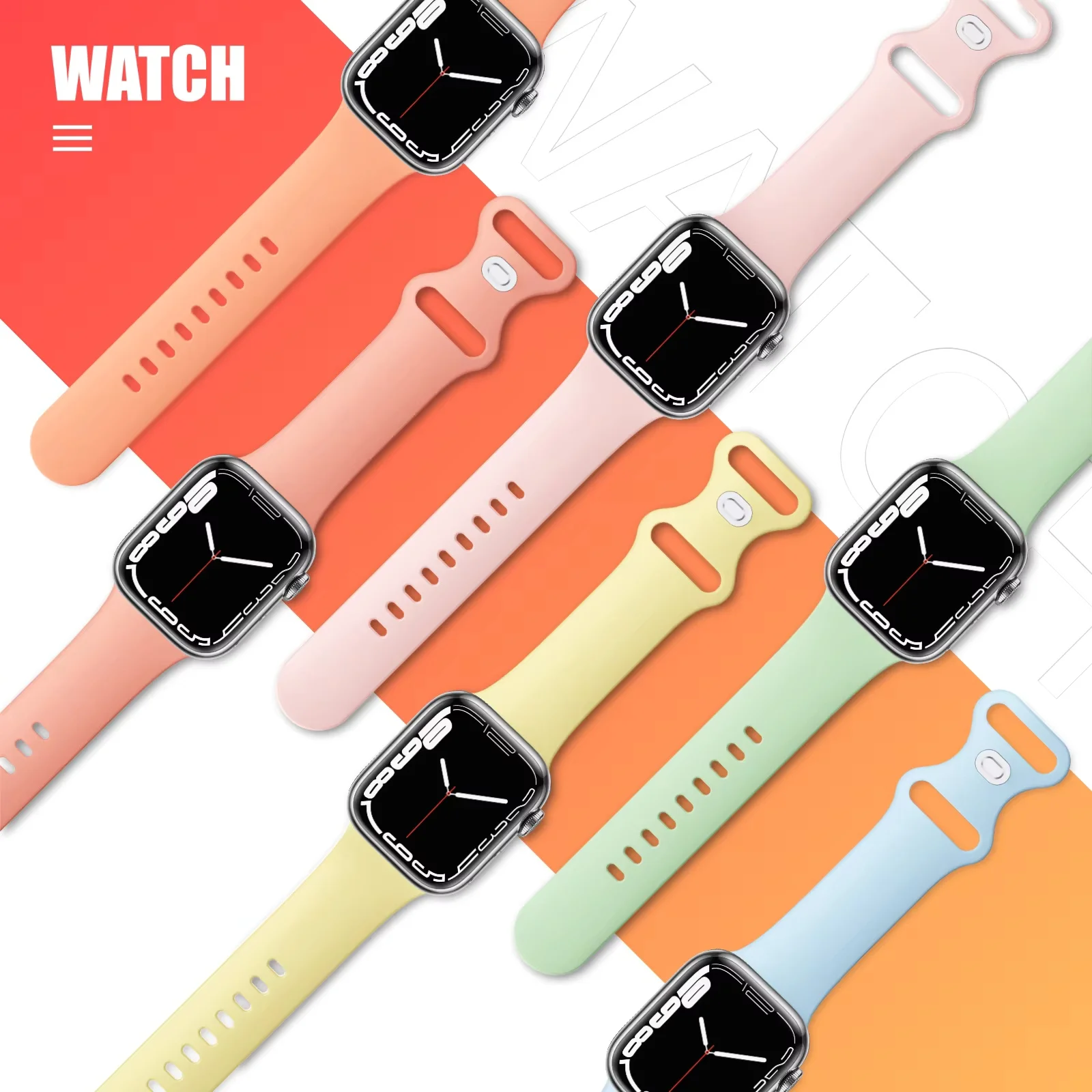product luxury soft silicone sport smart watch bands solid color casual band for iwatch 38mm 40mm 41mm 42mm 44mm 45mm 49mm compatibility-8
