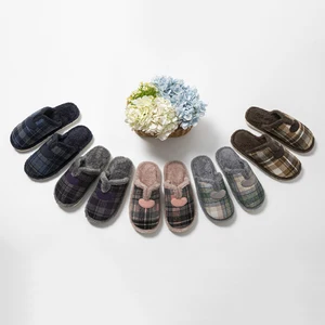 Couple's Comfortable Indoor Winter Flannel for Slippers Soft PVC Outsole Closed-Toe Bowknot Design Stylish Anti-Slip Fur