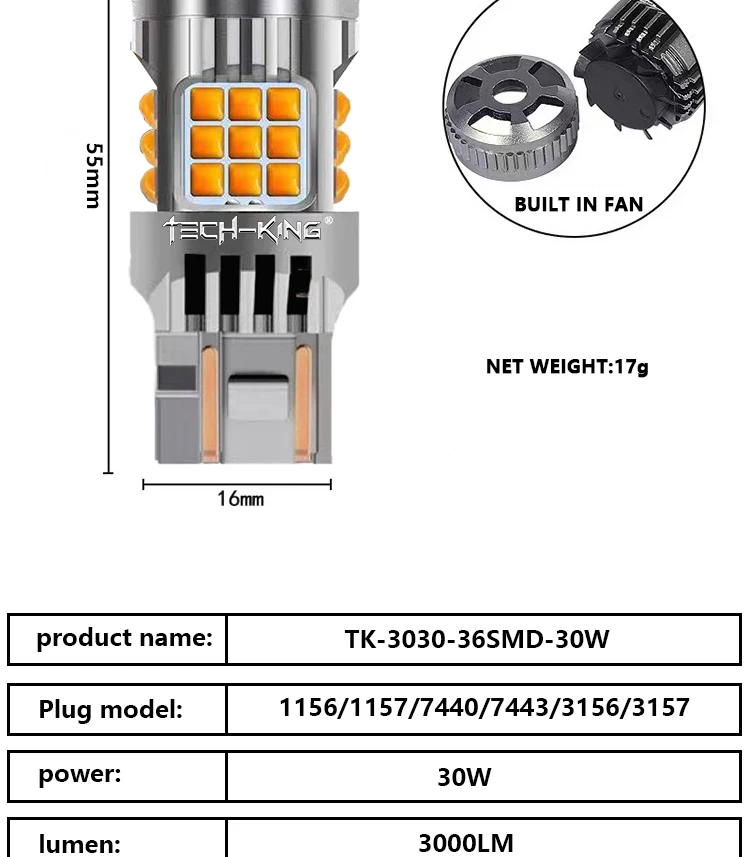 Car led light 1156 turn signal light brake light 36smd 1157 ba15s bau15s t20 7440 7443 w16w with fan car led bulb rear fog lamps