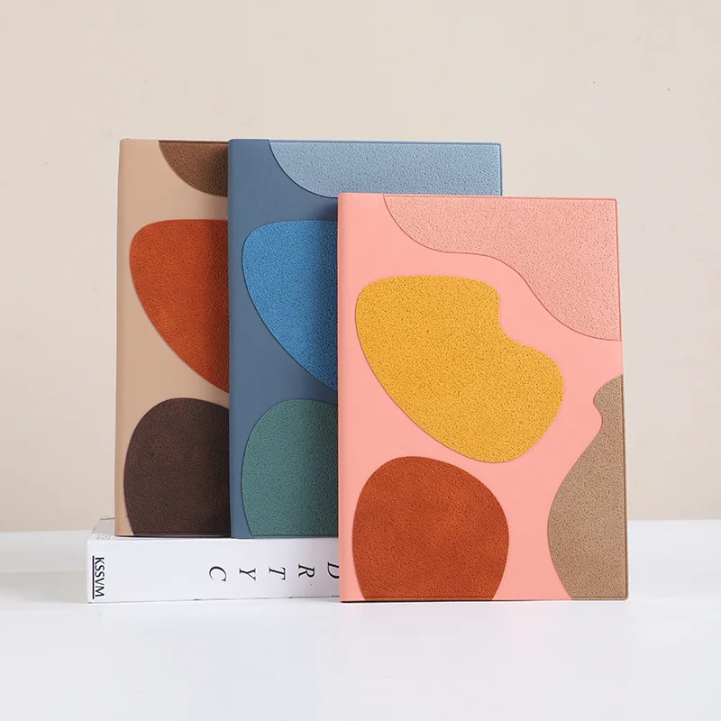 Creative notebook manufacturer supplies A5 soft leather color splicing PU leather surface student hand ledger diary