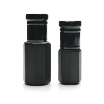 arabian attar 3ml 6ml 12ml oud oil matt / shiny black tola glass bottle with metal roller
