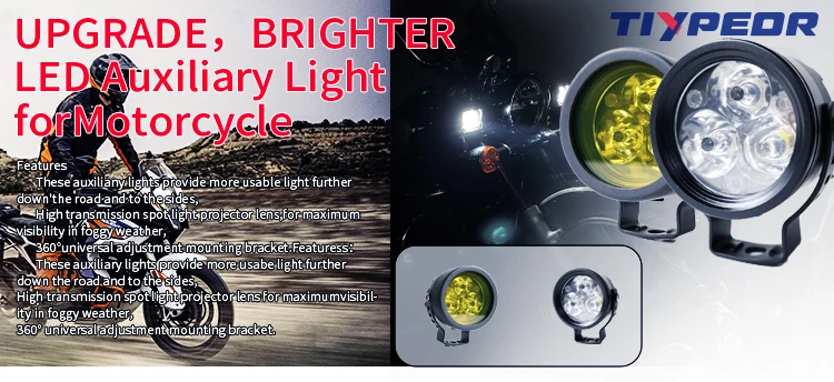 product tiypeor upgrade brighter 30w cnc aluminum ip68waterproof auxiliary fog motorcycle driving led spotlight headlight for off road-2