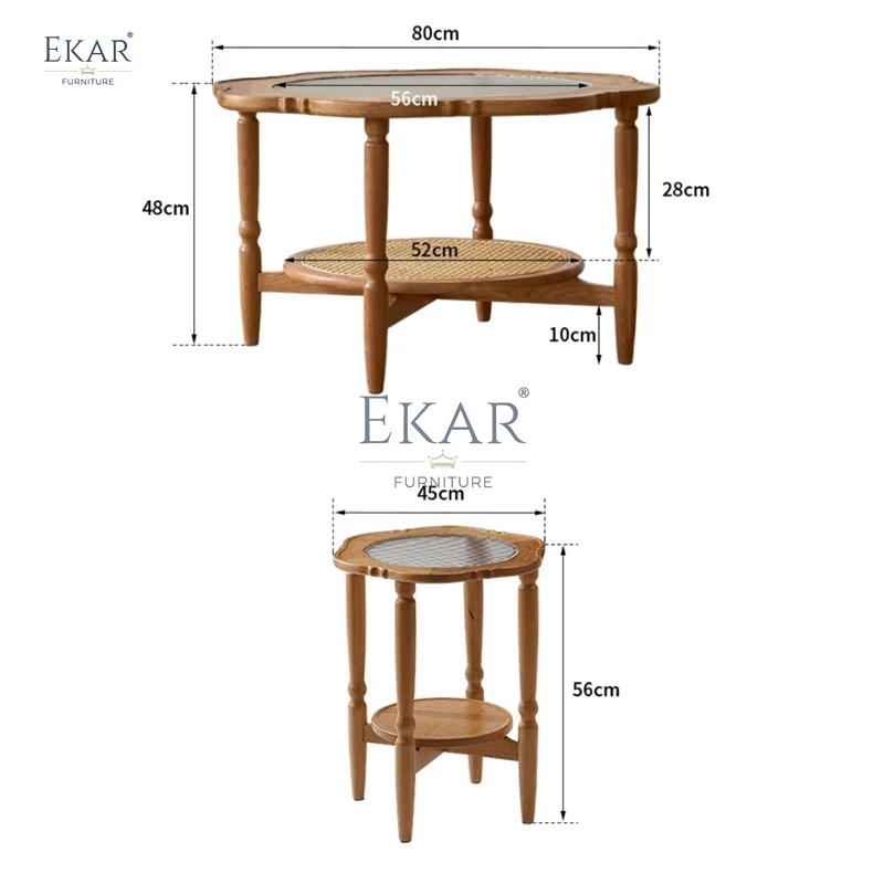 product new design cherry wood lace modular coffee table set-66