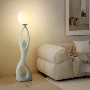 Modern Art LED Floor Lamp for Hotel Living Room or Bedroom-High Quality Contemporary Standing Light with E27 Base Plastic Body