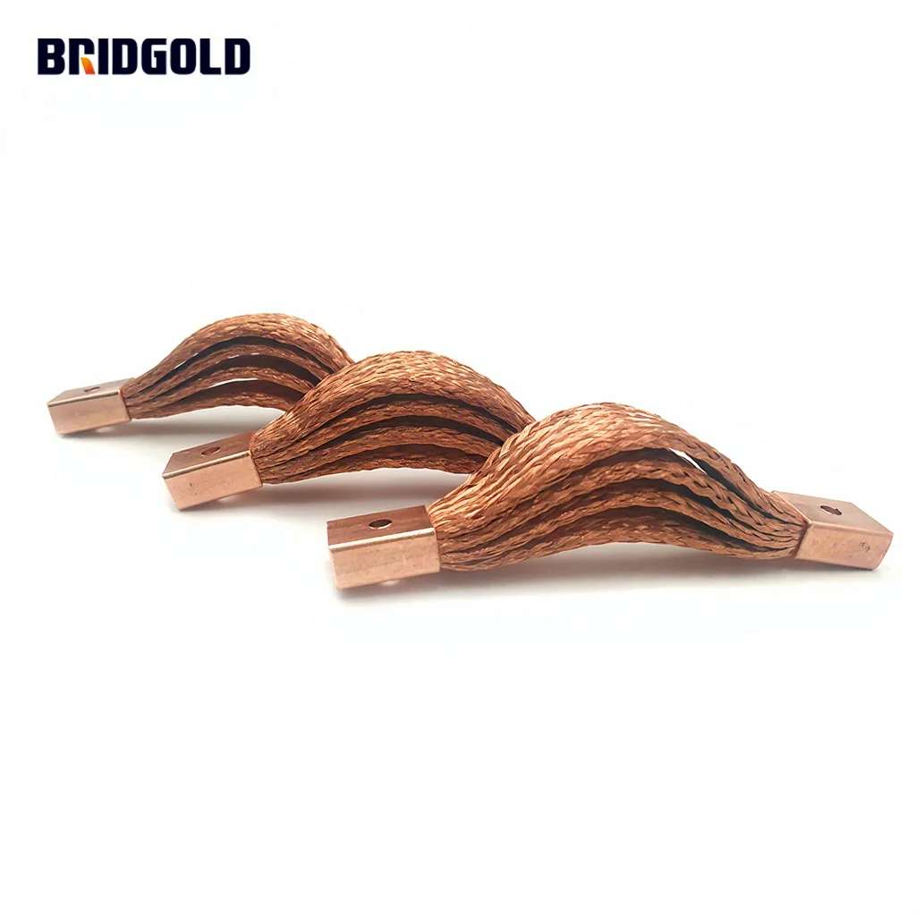 Battery Pack Terminal Copper Braided Connector 400A Electrical Copper Tinned Flexible Grounding Strap Copper Braided Wire