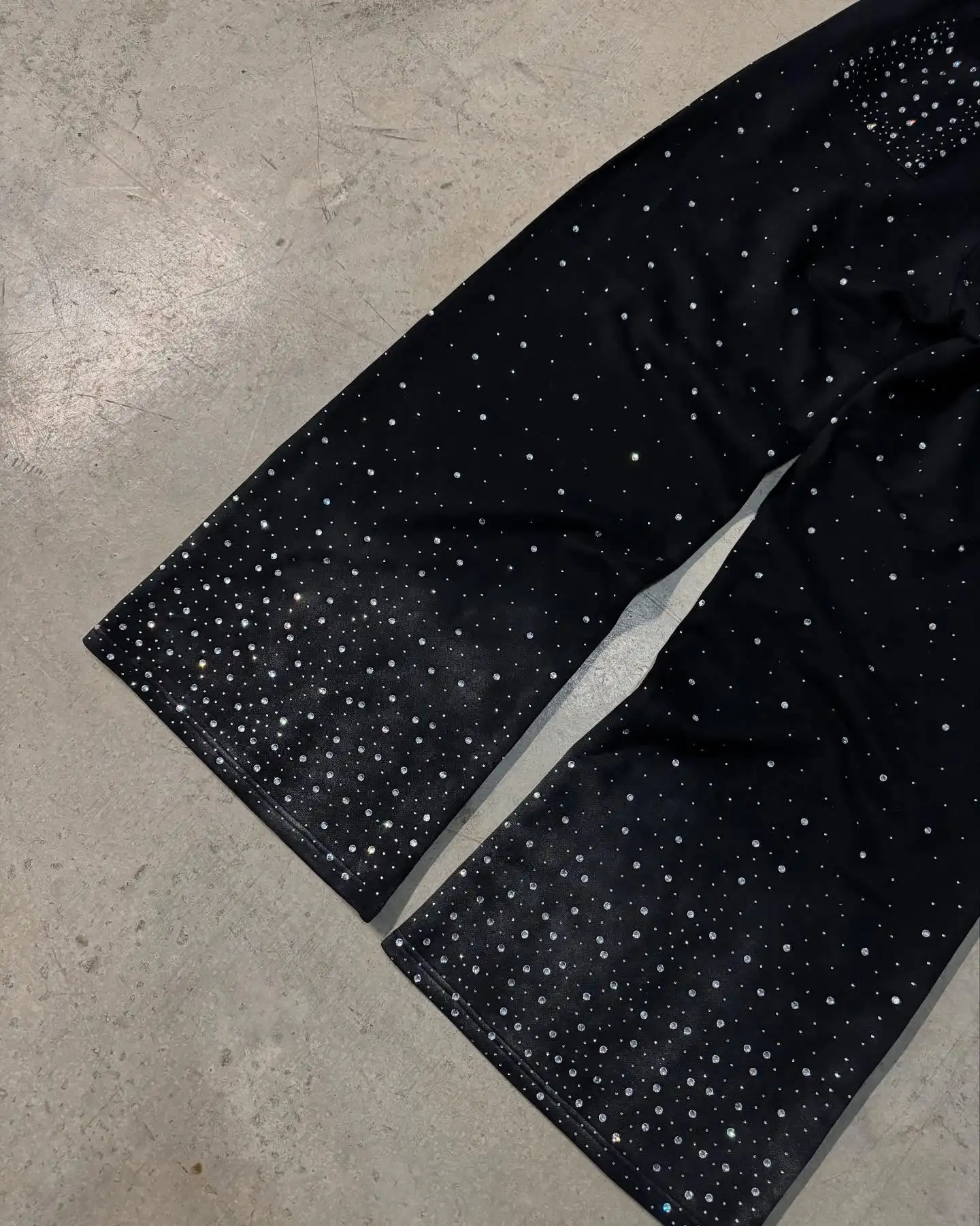 Custom Cotton Mens Track Pant Man Straight Leg Wide Stacked Jogger Acid Wash Sun Faded Flare Baggy Rhinestone Sweatpants gallery 4