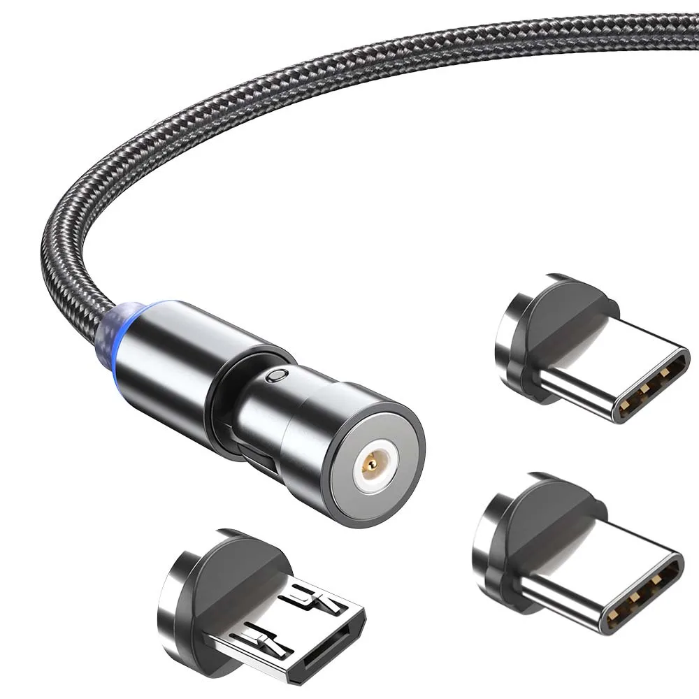 ENKAY Cavo Di Ricarica Magnetico Rotante A 540 Gradi, 3 In 1, Da USB A Tipo C 8 Pin Micro Usb 2