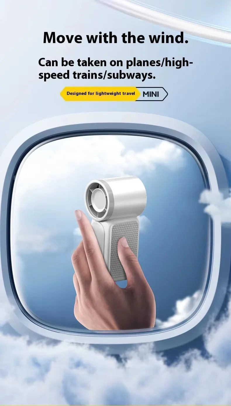 Modern USB Rechargeable Plastic Lightweight Mini Handheld Portable Electric Fan 100 Speed Settings for Kids Outdoor Use English