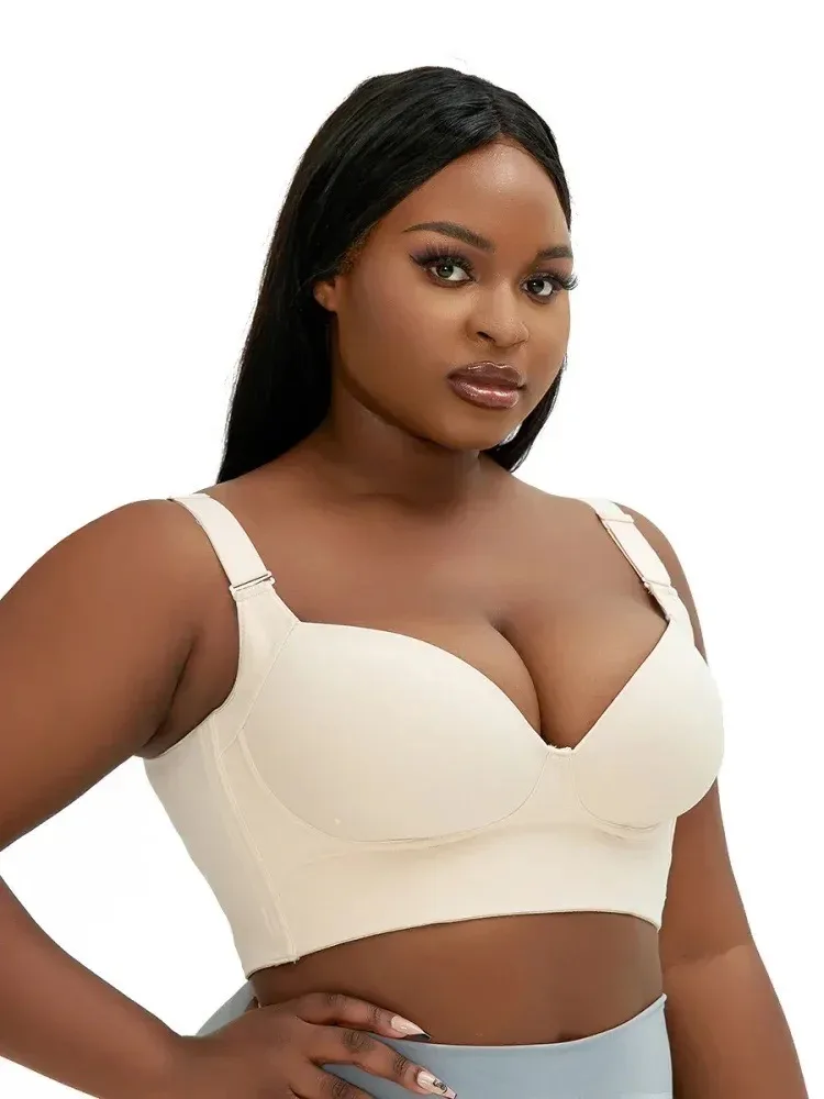 Plus Size Breathable Push Up Sports Bra Deep Cup Coverage For Big Women