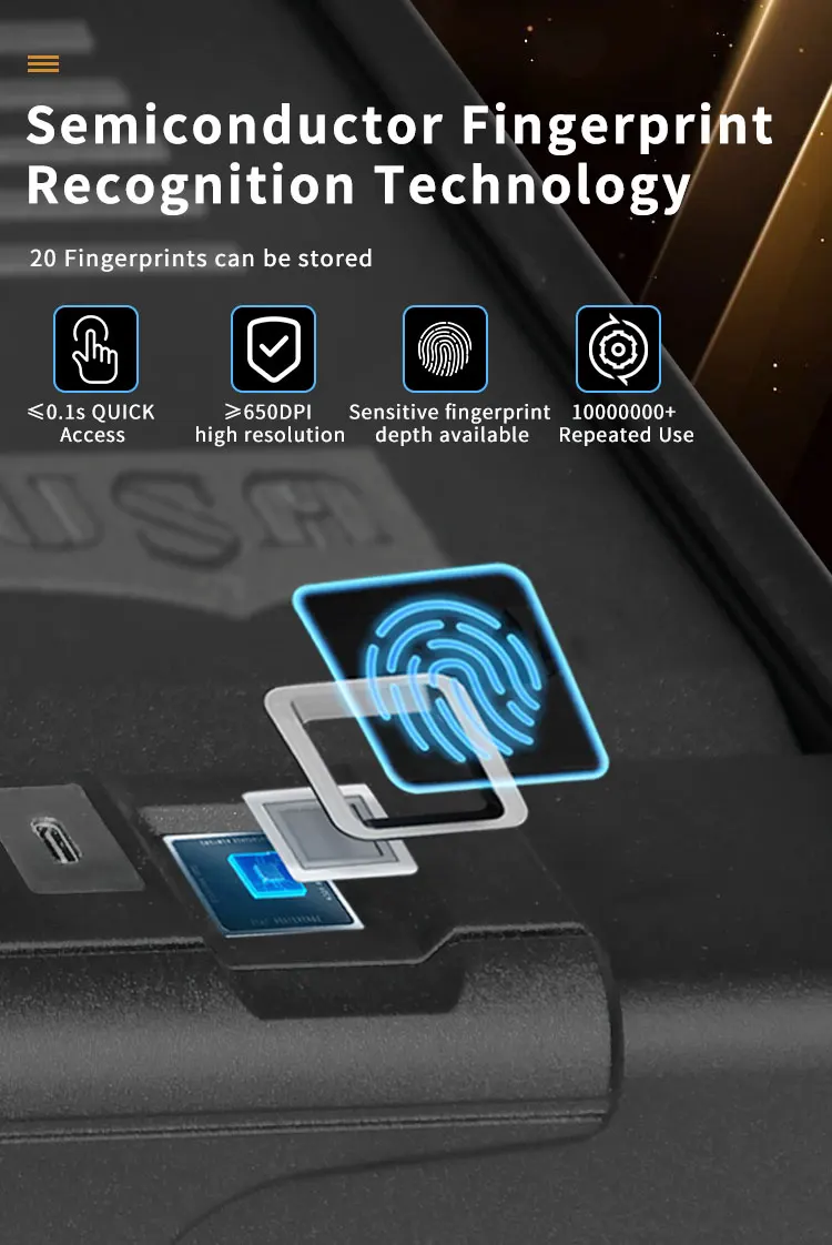 CEQSAFE New Design Digital With Biometric Gun Safe Fingerprint Safe Box for Car manufacture