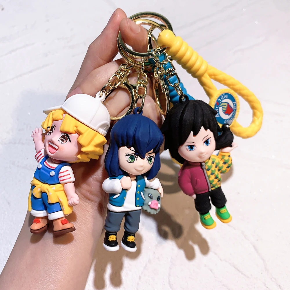 6pcs Demoned a Slayer Kimetsu No Yaiba Kamado Tanjirou Action Figure Agatsuma Zenitsu Nezuko Warrior PVC Toys Key Chain