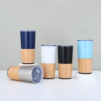 Factory Hot Bamboo Stainless Steel Vacuum Double Wall Insulated Coffee Tumbler Cups Car Thermos Ice Beer Tumbler Glass Cups