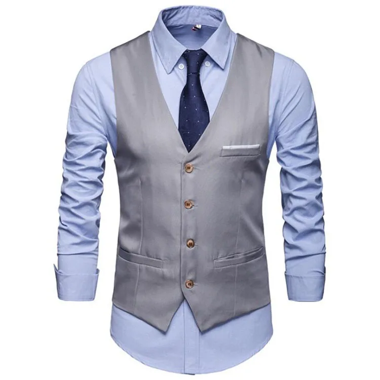 casual dress vest Slim Fit Notch Lapel Formal Vest (US Only), Brown / L main image 0