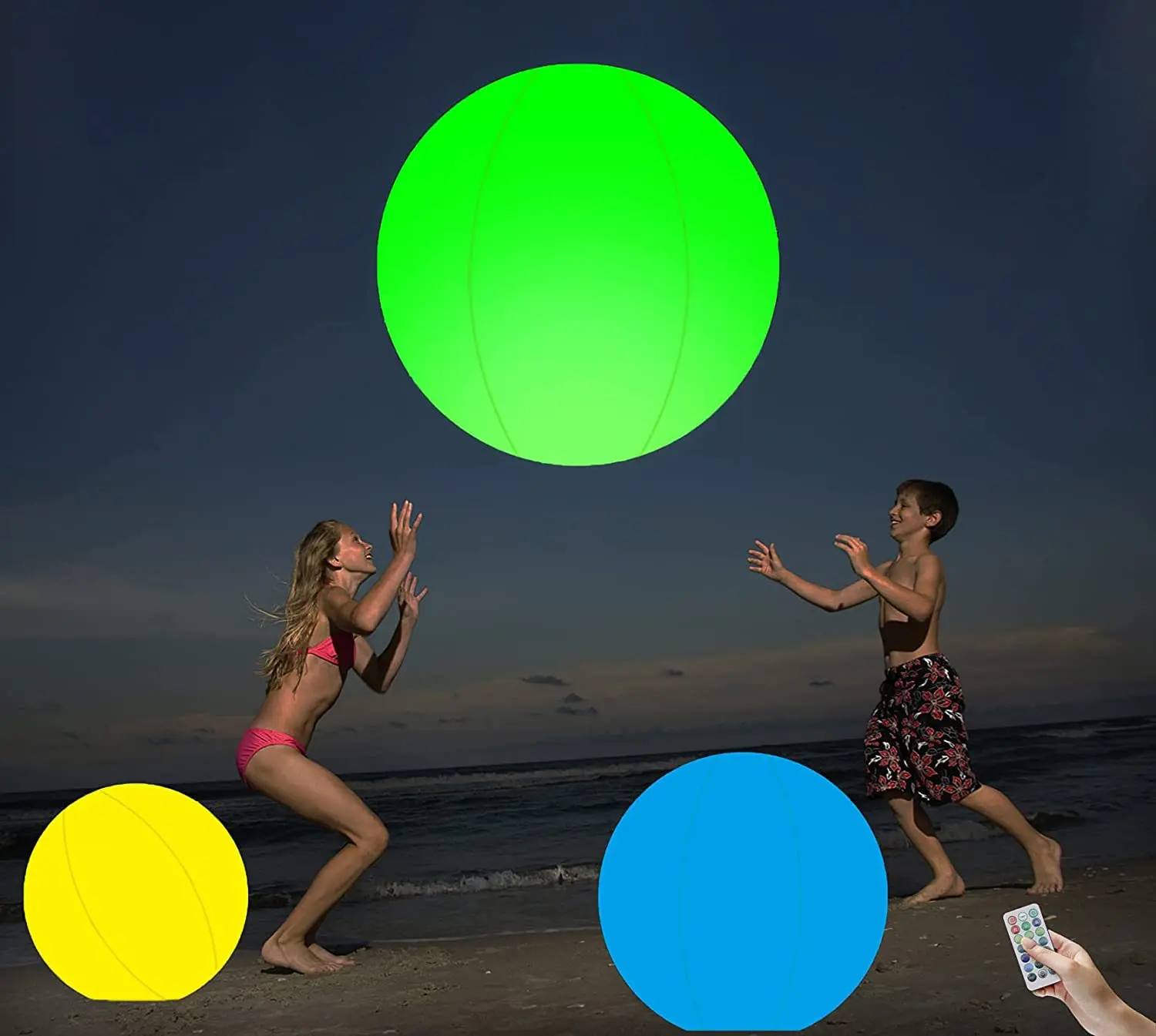 Water Decorative Ball Toys Glow In The Dark Beach Ball 40Cm/60Cm Inflatable Beach Ball With Lights And Remote Control