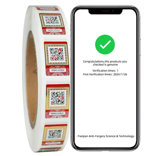 3D Custom  QR Code Serial Number Tamper Proof Sticker Anti-counterfeiting Security Label with Verify System