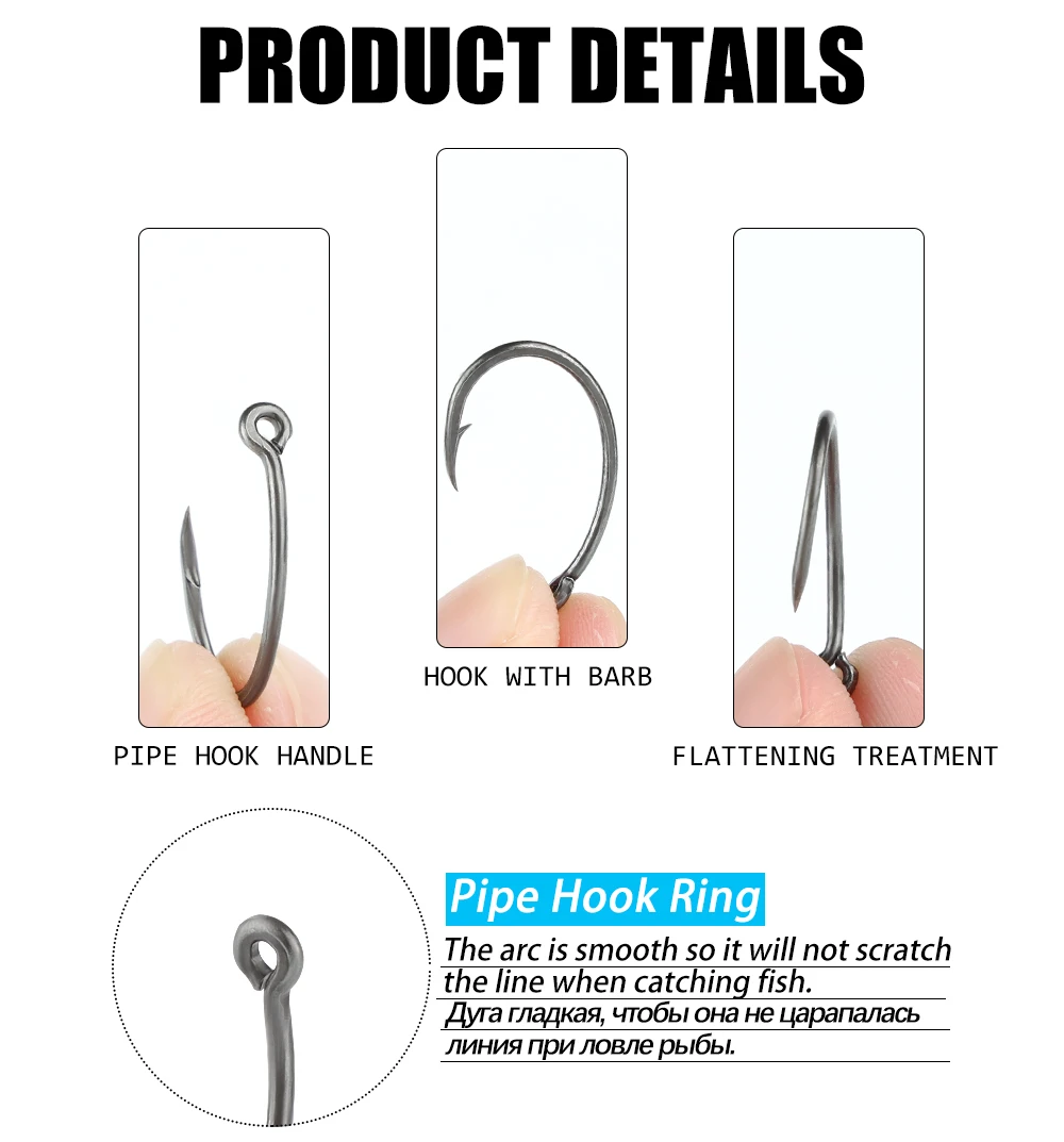 W.P.E 5pack/bags Coating Fishing Hook 4/6/8# High Carbon Steel Barbed Wide Gape Curve Shank Carp Fishing Hook Hair Rig